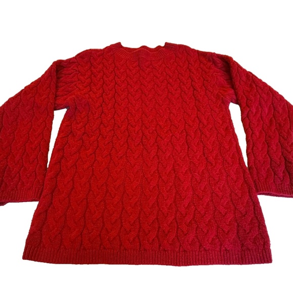 Peace Love World ~ Women's Cableknit Sweater ~‎ Red ~ Size Med/Large - Picture 3 of 8